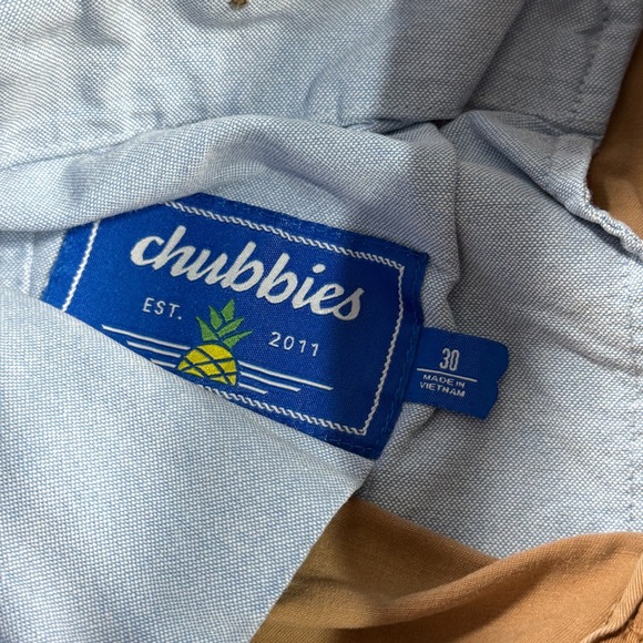 Chubbies Dark Khaki Brown The Staples 7" Flat Front Chino Shorts Men's Size 30 - Picture 3 of 7